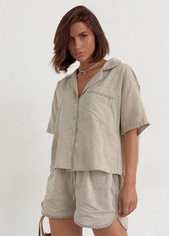 Літній костюм із шортами на зав'язках та сорочкою Lurex (260214417)