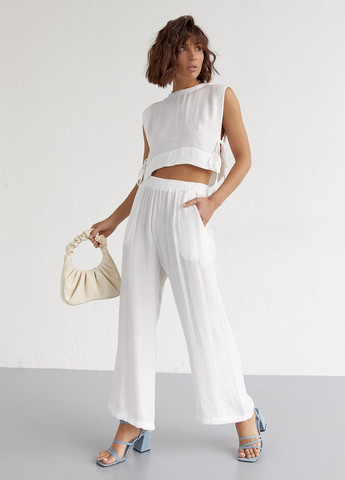 Летний женский костюм с брюками и топом с завязками Lurex (260213988)