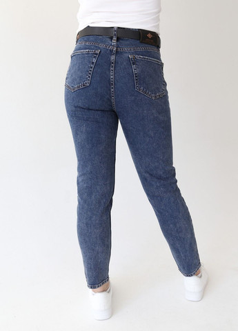 Джинсы женские темно-синие вареные МОМ с высокой посадкой MOM Cracpot - (260194235)