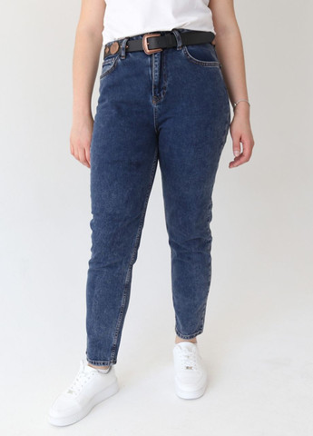 Джинсы женские темно-синие вареные МОМ с высокой посадкой MOM Cracpot - (260194235)