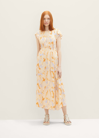 Персиковое кэжуал платье Tom Tailor с абстрактным узором