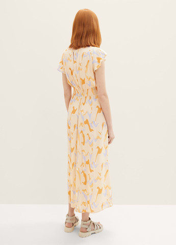 Персиковое кэжуал платье Tom Tailor с абстрактным узором