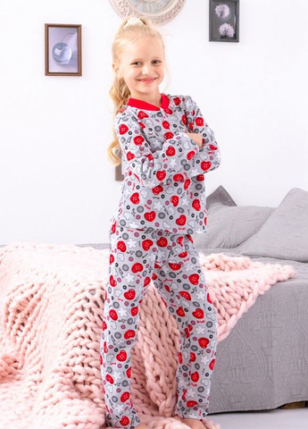 Серая всесезон пижама для девочки на кнопке (6077-024-5-v71) реглан + брюки Носи своє