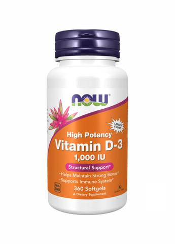 Витамин D-3 1000 IU – 360 sgels Now Foods (260196235)