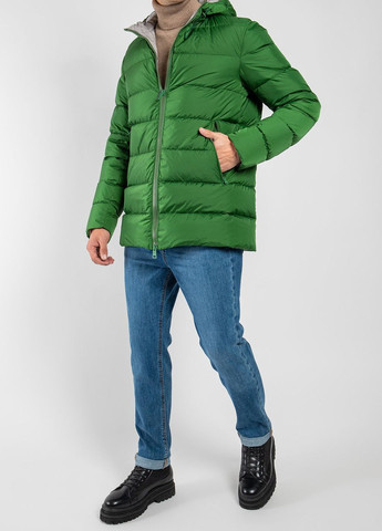 Зеленая зимняя зеленая куртка на пуху с капюшоном Herno