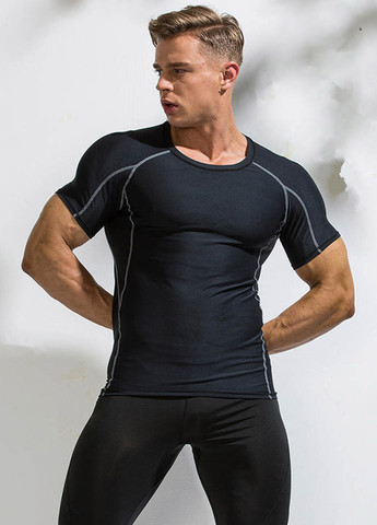 Чорна спортивна футболка для бодібілдингу з коротким рукавом Deenyt