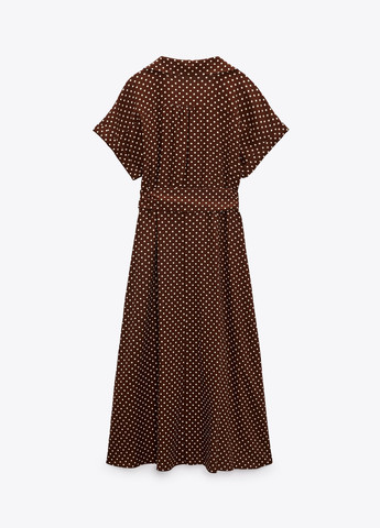 Коричневое повседневный платье Zara в горошек
