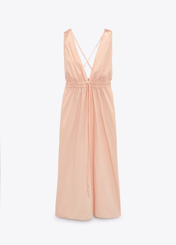 Персиковое повседневный платье Zara однотонное