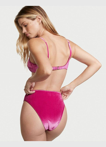 Розовый летний купальник (лиф,трусики),раздельный,марсала, Victoria's Secret Velvet High-Waist Cheeky Swim Bottom