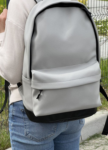 Женский городской рюкзак подростковый в экокоже, классический цвет серый No Brand City (260267412)