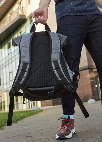 Стильный и практичный рюкзак роллтоп для ноутбука Rolltop для путешествий комбинированный, серого цвета No Brand rolltopnew (260267425)