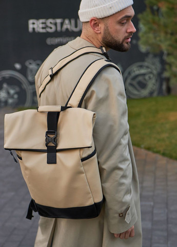 Міський рюкзак ролтоп для ноутбука для подорожей бежевого кольору No Brand rolltop (260267405)