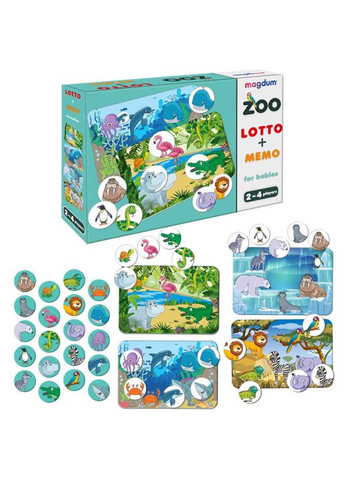 Дитяча настільна гра "Лото + мемо Зоопарк" MAGDUM (260268627)