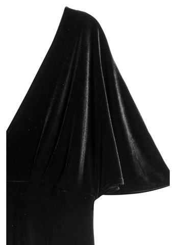 Черное кэжуал платье миди с v-образным вырезом H&M однотонное