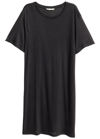 Черное кэжуал платье-футболка оверсайз H&M однотонное