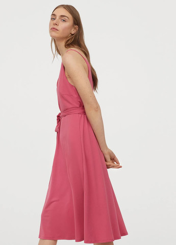 Рожева кежуал сукня з поясом H&M однотонна