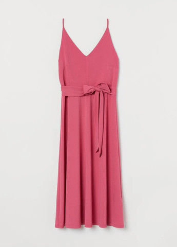 Розовое кэжуал платье с поясом H&M однотонное