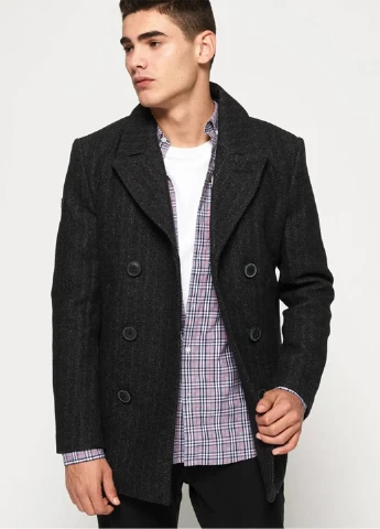 Серое демисезонное Пальто из шерсти Superdry