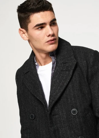 Серое демисезонное Пальто из шерсти Superdry