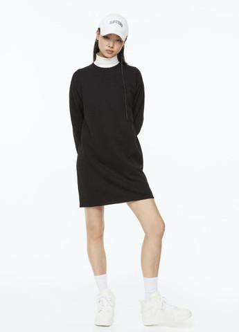 Чорна кежуал сукня вільного крою H&M однотонна