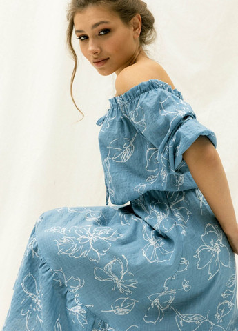 Блакитна повсякденний сукня Liton з квітковим принтом