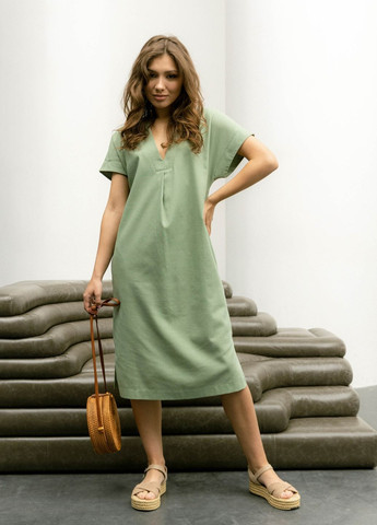 Оливковое повседневный платье Liton однотонное