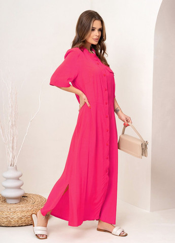 Малинова повсякденний сукня жіноча сорочка ISSA PLUS однотонна