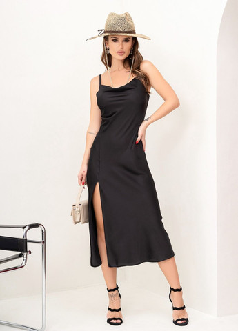 Чорна повсякденний сукня жіноча сукня-комбінація ISSA PLUS однотонна