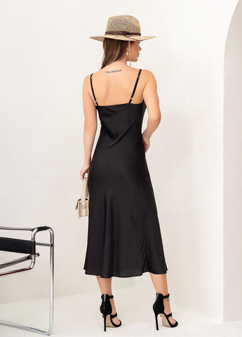 Черное повседневный платье женское платье-комбинация ISSA PLUS однотонное