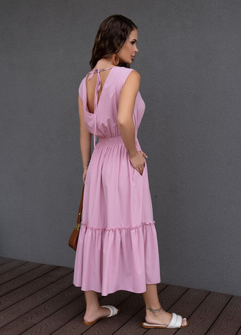Рожева повсякденний сукня жіноча кльош ISSA PLUS однотонна