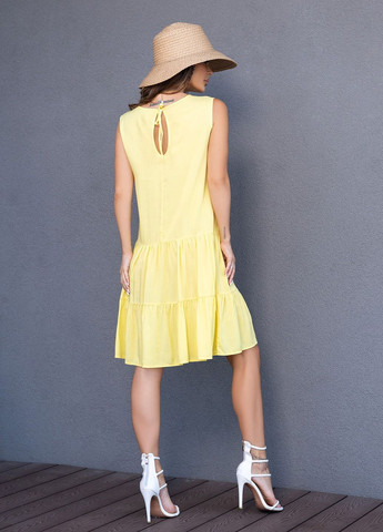 Жовтий повсякденний сукня жіноча а-силует ISSA PLUS однотонна