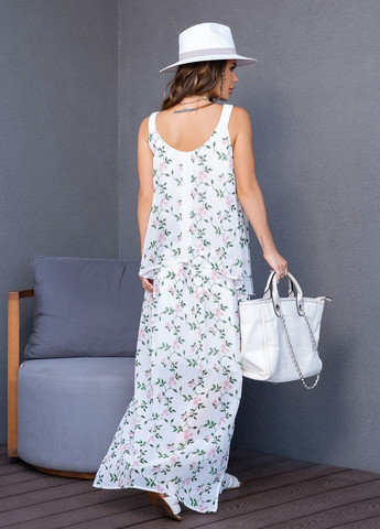 Молочное повседневный платье женское платье-трансформер ISSA PLUS с цветочным принтом