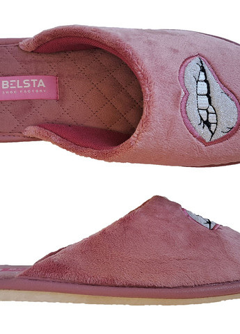 Розовые женские тапочки велюровые губки Белста