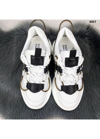 Кросівки жіночі демісезонні на об'ємній підошві Violeta чорно-білі демісезони (260376027)