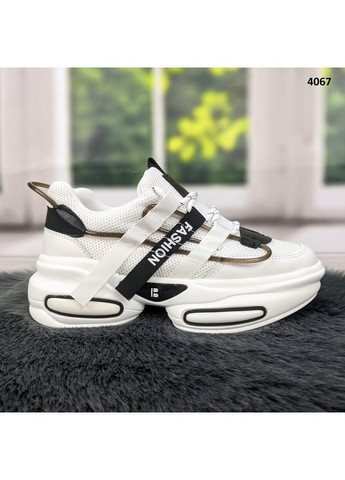 Кросівки жіночі демісезонні на об'ємній підошві Violeta чорно-білі демісезони (260376027)