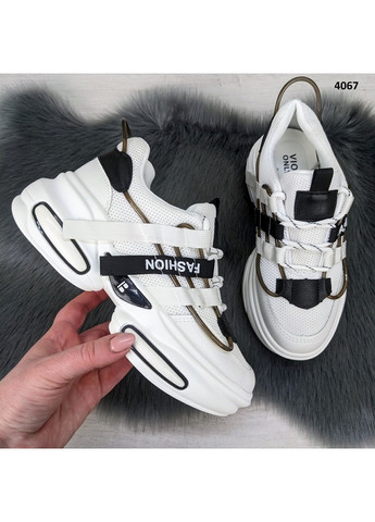 Кросівки жіночі демісезонні на об'ємній підошві Violeta чорно-білі демісезони (260376027)