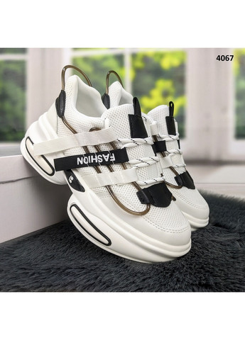 Кросівки жіночі демісезонні на об'ємній підошві Violeta чорно-білі демісезони (260376027)