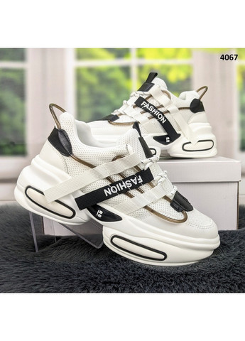 Кросівки жіночі демісезонні на об'ємній підошві Violeta чорно-білі демісезони (260376027)