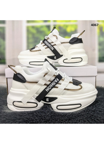 Кросівки жіночі демісезонні на об'ємній підошві Violeta чорно-білі демісезони (260376027)