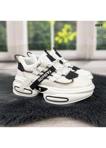 Кросівки жіночі демісезонні на об'ємній підошві Violeta чорно-білі демісезони (260376027)