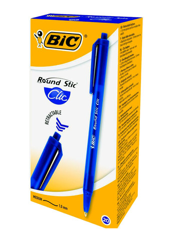 Набір кулькових ручок Round Stic Clic Синій 0.4 мм 20 шт Bic 3086123379640 (260342406)