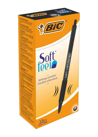 Набор шариковых ручек Soft Feel Clic Grip Чёрный 1 мм 12 шт Bic 70330914360 (260342422)