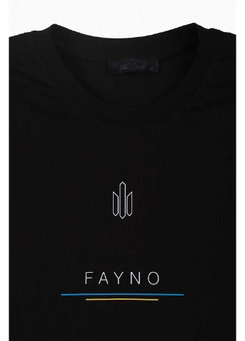 Чорна футболка з принтом fayno Demos