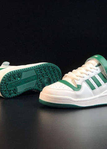 Білі Осінні білі з зеленим чоловічі кросівки adidas forum low No Brand