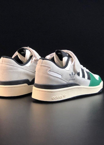 Білі Осінні сірі з білим/зелені чоловічі кросівки adidas forum low No Brand