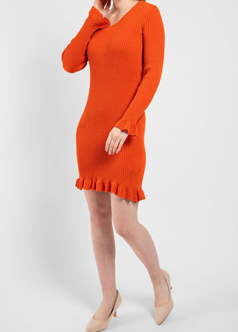 Оранжевое повседневный терракотовое шерстяное платье MSGM однотонное