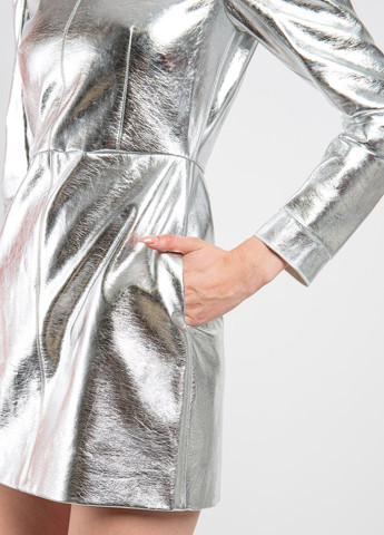 Серебряное повседневный серебристое короткое платье MSGM однотонное