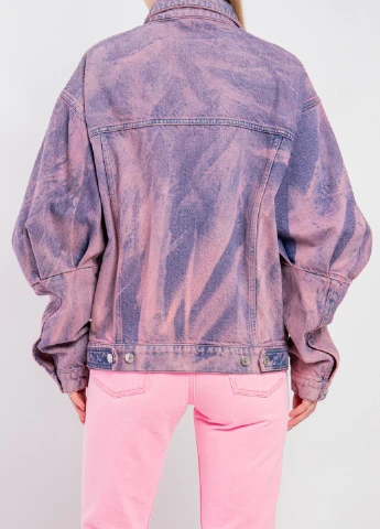 Розовая демисезонная розовая джинсовая куртка с принтом омбре MSGM
