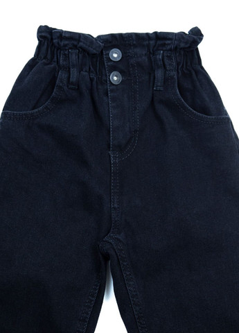 Черные демисезонные мом фит джинсы для девочек черные мом с резинкой JEANSclub