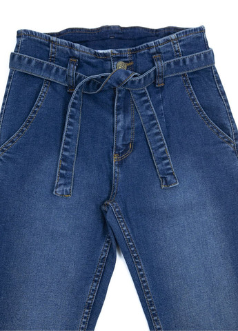 Синие демисезонные зауженные джинсы для девочек зауженные синие с поясом Altun
